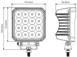 48W LED Work Lamp 3070 Lumens With Deutsch Connector Plug (HEL1807)