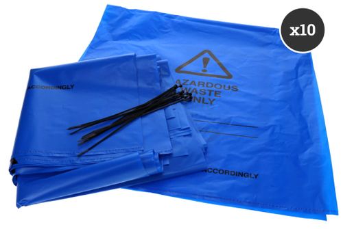 Blue Hazardous Waste Bags Pack Of 10