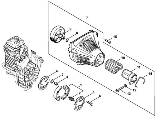 Stihl Kombi KM131r Clutch & Fan Housing Parts
