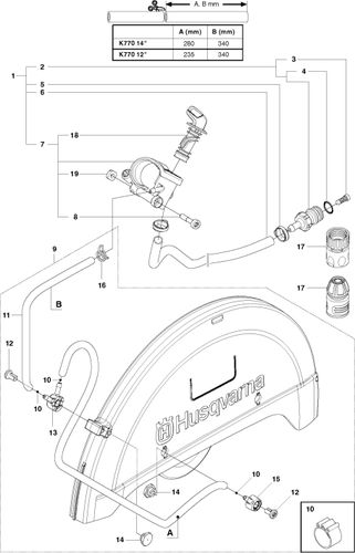 Husqvarna K770 Water Feed Hose