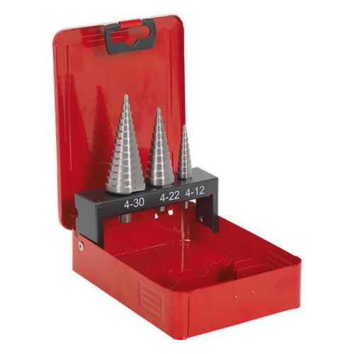 Straight Flute Step Drill Bit Set 3 Piece