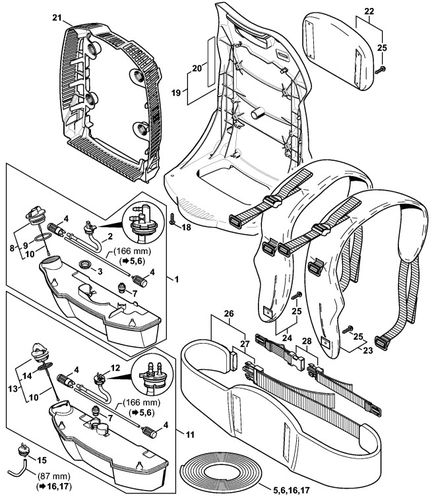 Stihl BR550 Blower Fuel Tank & Backplate Parts