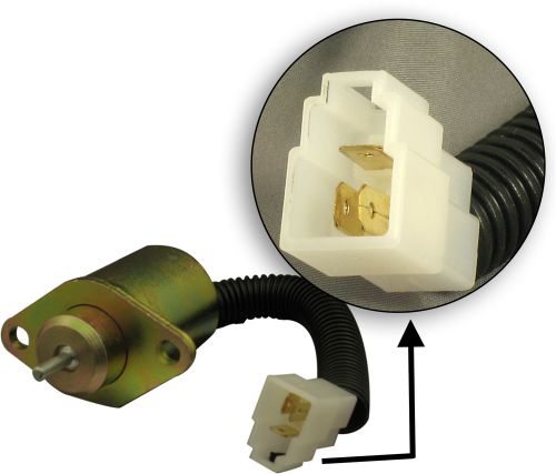 Kubota Fuel Shut-Off Solenoid - 3 Pin Spade Connector Type