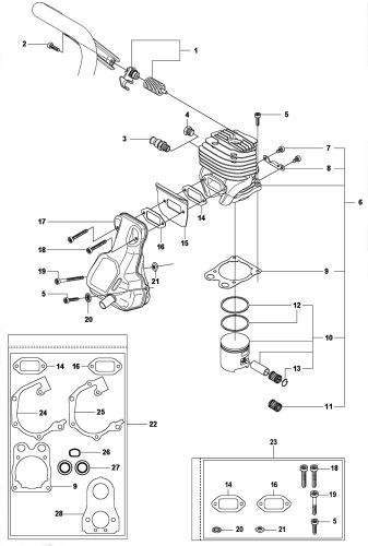 K760 Cylinder, Piston & Muffler (Up To 2012)