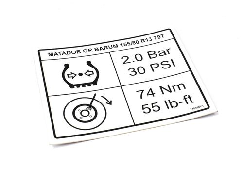 Decal Trailer Tyre Pressures