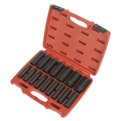 Impact Socket Set Deep 1/2" Sq Drive | Sealey Premier Ak5816M | 16 Pieces
