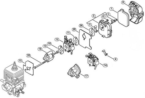 Stihl SH55 Shredder/ Vac Carburettor & Air Filter