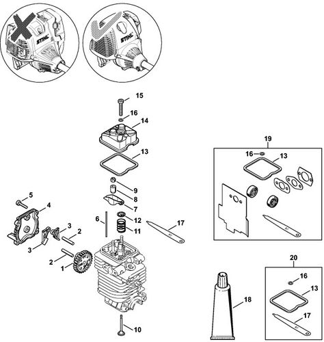 Stihl KM 90R Valve Timing Gear Parts