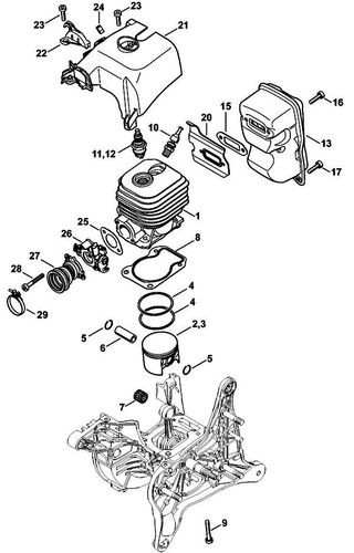 Stihl TS500i Cylinder, Muffler