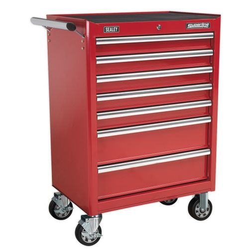 Rollcab 7 Drawer Storage Unit Ideal For Workshops - Red | Sealey Superline Ak33479