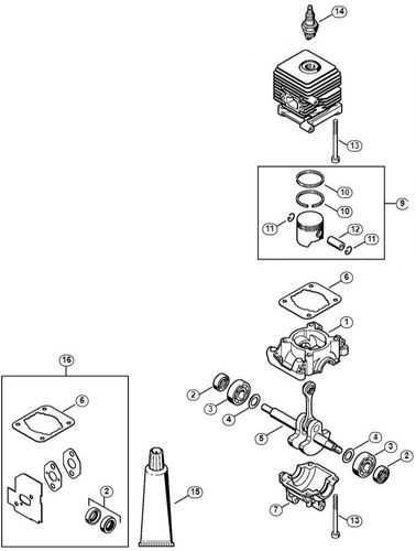 Stihl BG55 Crankcase & Cylinder