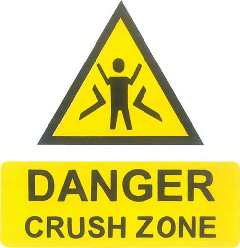 Danger Crush Zone Label 100 X 100mm