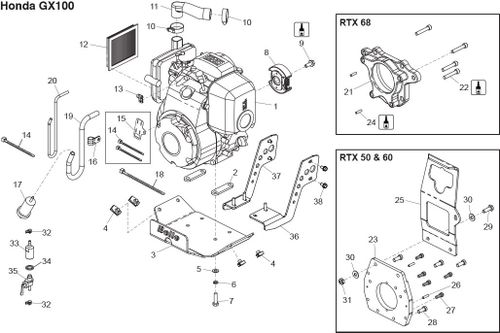 Belle RTX 60 Engine - Honda GX100 Engine