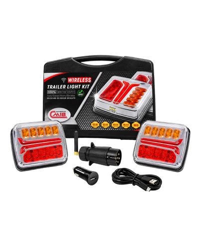 Wireless LED Trailer Light Kit 12V with Charging Cables & Cas
