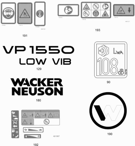 VP1550AW Labels