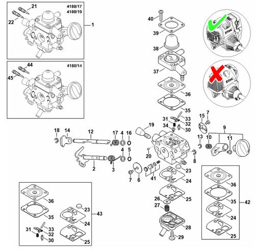 Stihl Kombi KM131r Carburettor 4180/19 Parts