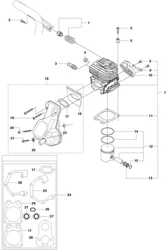 Husqvarna K770 Cylinder, Piston & Muffler