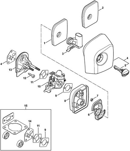 Stihl BR200 Air Filter & Spacer Flange Parts