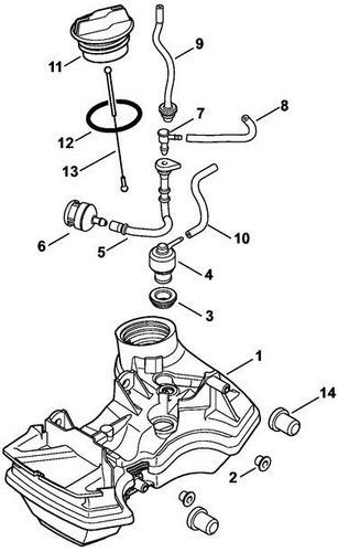 Stihl HL94C Fuel Tank Parts (Up To Serial No. 514368761)