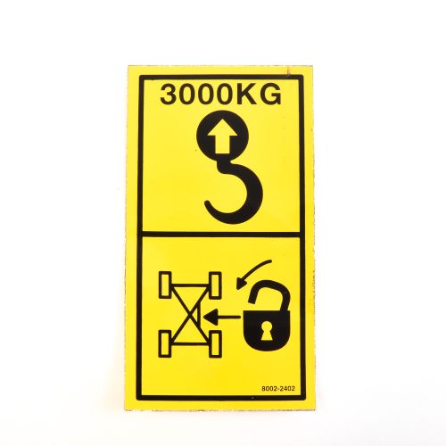 Mecalac, Benford, Terex 2-4 Tonne Decal - Max Lift 3000Kg OEM; 8002-2402