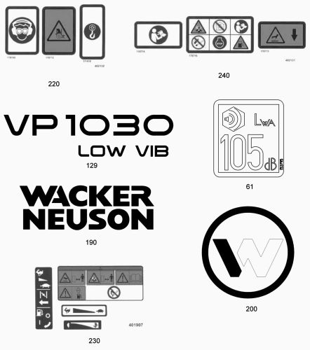 Wacker VP1030A Labels