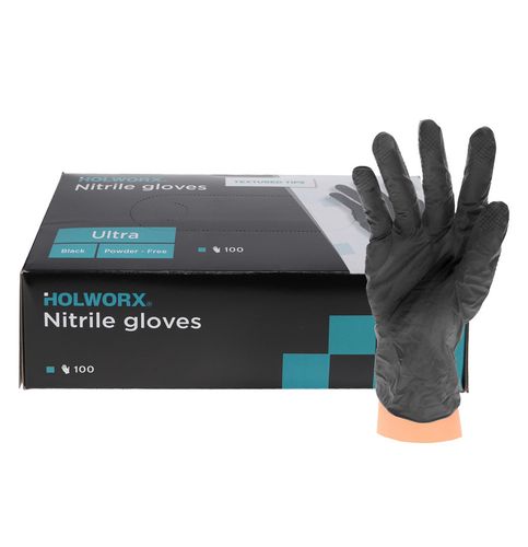 Black 'Ultra' Nitrile Gloves Large 100Pk (10 Boxes)
