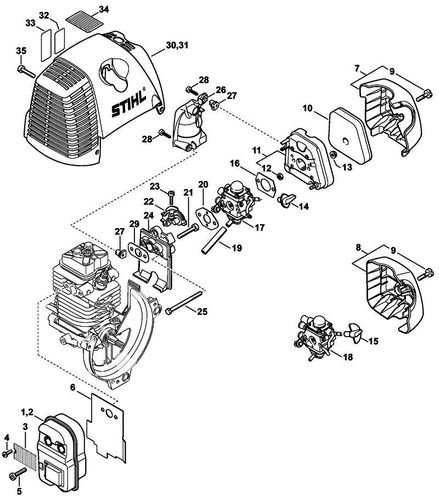 Stihl FS90 Muffler & Air Filter Parts