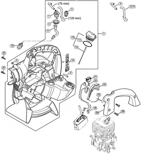 Stihl SH56 C-E Fan Housing Inner & Fuel Tank