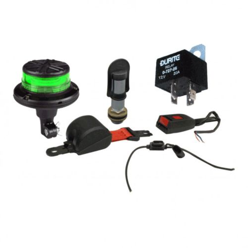 Green LED Beacon Seat Belt Kit - Flex Din Micro Beacon & Bolt-On Spigot