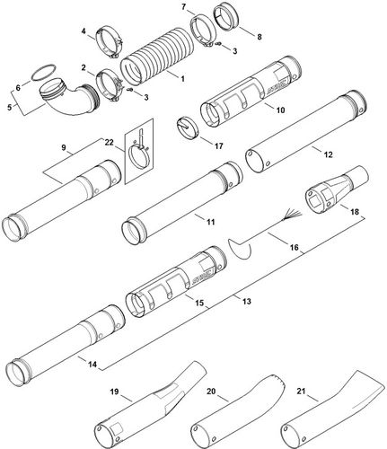 Stihl BR550 Blower Pleated Hose & Blower Tubes