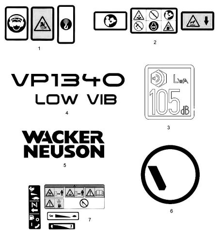 Wacker VP1340A Labels