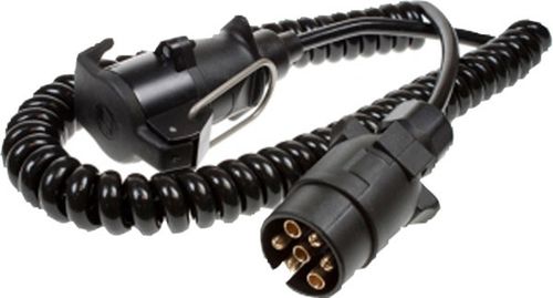Curly Trailer Extension Cable 7 Pin Plug To 7 Pin Socket M/F - 2.5 Metres