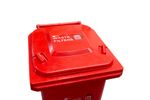 Waste Filter Bin Red Plastic with Label