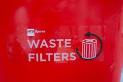 Waste Filter Bin Red Plastic with Label