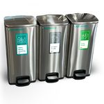 Triple Stainless Steel Flip Top Bin