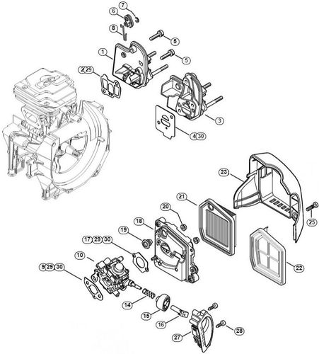 Stihl FS240 Spacer Flange & Air Filter