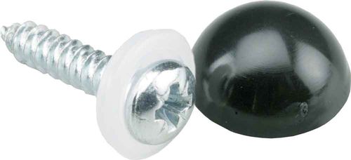Number Plate Fixings - Caps, Dome & Screws Black | Pack Of 100