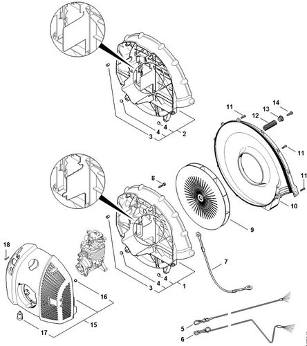 Stihl BR550 Blower Fan Housing & Shroud Parts