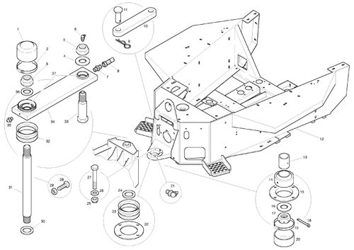 Benford Mecalac Terex Dumper Centre Pin Assembly 2 - 3 Tonne