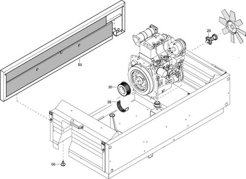 XAS90 Dd7 Fan Adaptor & Side Panel For Compressor With Steel Canopy Without Generator