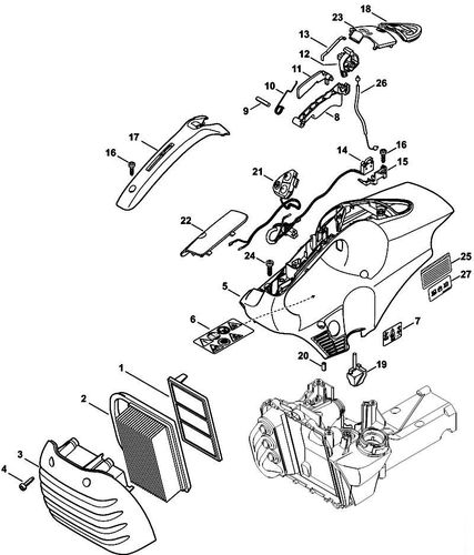 Stihl TS480i Air Filter, Shroud