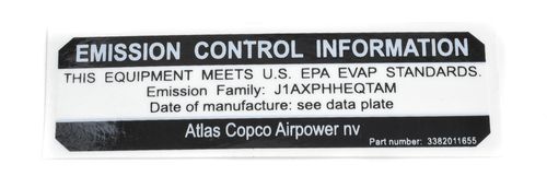 Emission Control Info Label