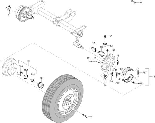 XAS48KD Axle With Brakes 1638073502-01