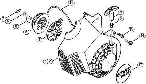 Stihl SH85 Shredder/Vac Recoil Starter Old Type