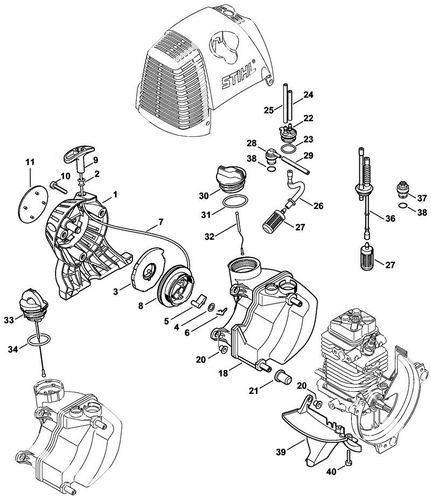 Stihl FS100 Rewind Starter & Fuel Tank Parts
