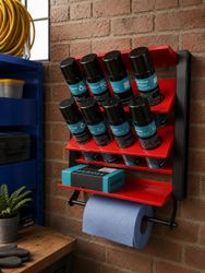 Image Title: Sealey 8 Can Spray Can Holder Wall Mounted Aerosol Storage Rack-3