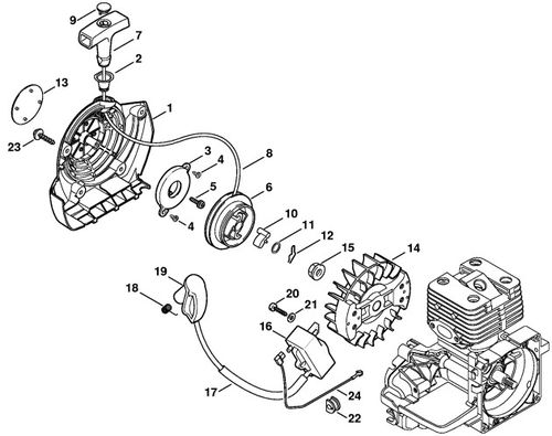 Stihl BT121 Rewind Starter & Ignition Parts