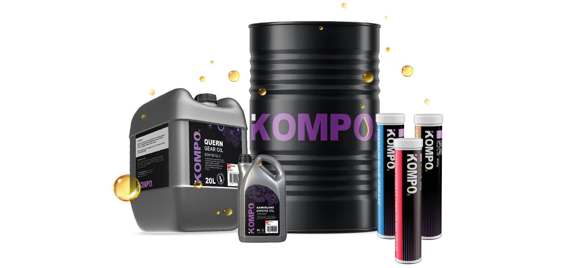 A collection of Kompo Oil & Grease products.