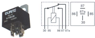 24 Volt 10/20 Amp Change-Over Relay 5 Pin