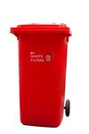 Waste Filter Bin Red Plastic with Label